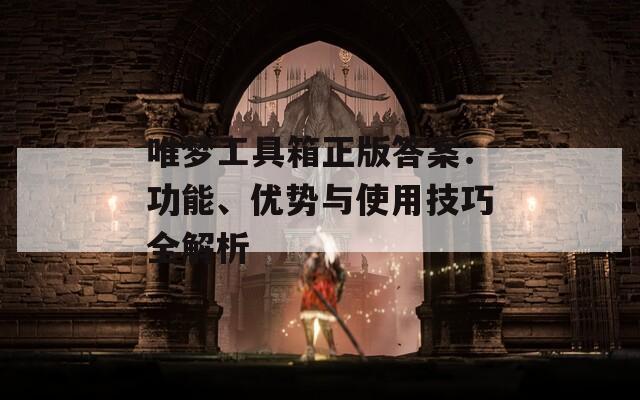唯梦工具箱正版答案：功能、优势与使用技巧全解析
