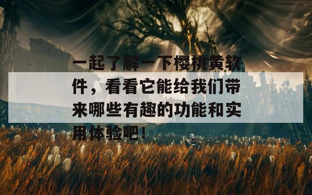一起了解一下樱桃黄软件，看看它能给我们带来哪些有趣的功能和实用体验吧！